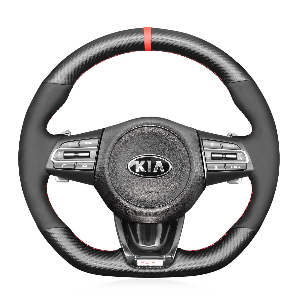 MEWANT Steering Wheel Cover for Kia Stinger 2017 - 2020 - Alcantara, Leather, Carbon Fiber, Easy Install, Non - Slip, Best Steering Wheel Cover