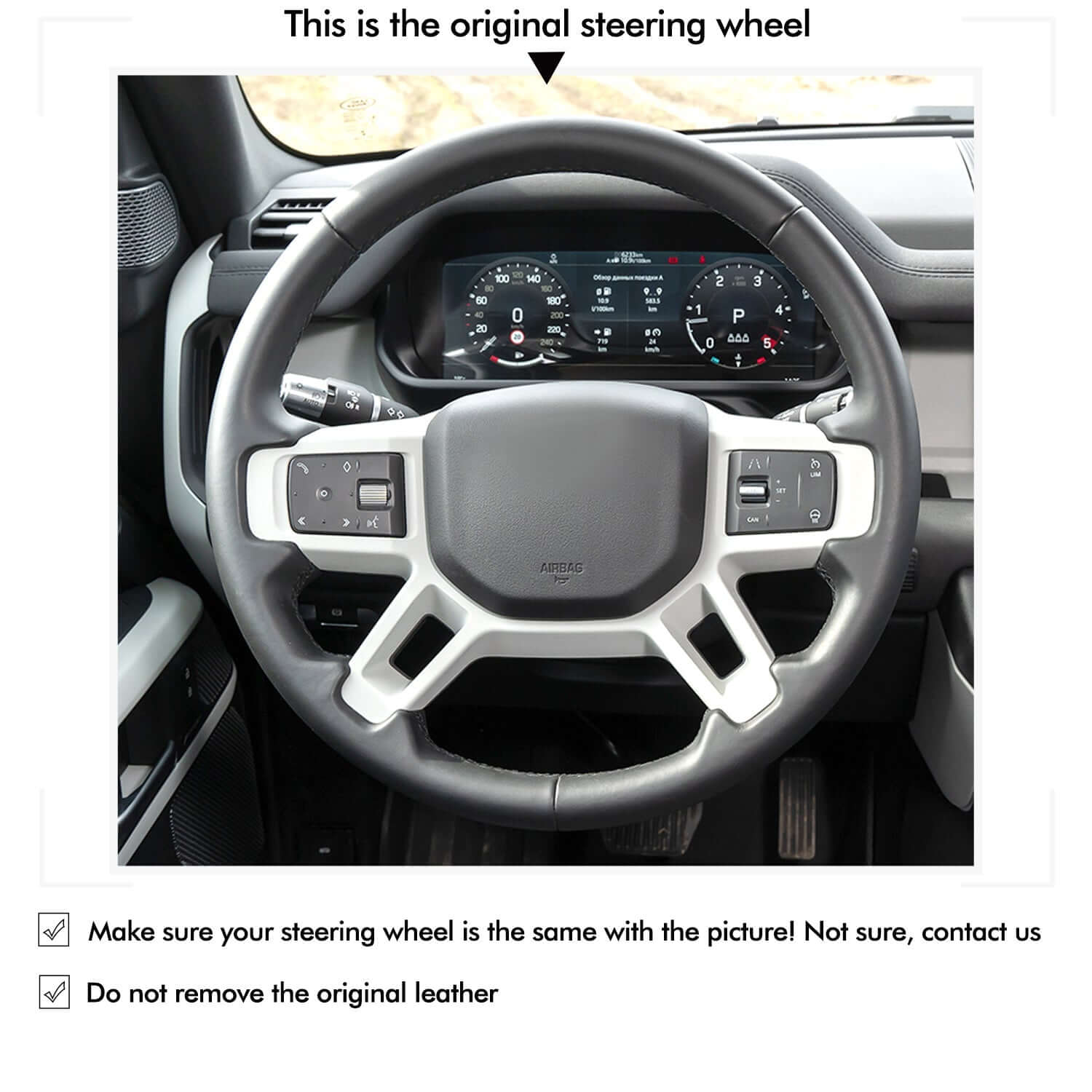 MEWANT Steering Wheel Cover for Land Rover Defender Discovery 2021 - 2023 - Alcantara, Leather, Carbon Fiber, Easy Install, Non - Slip, Best Steering Wheel Cover
