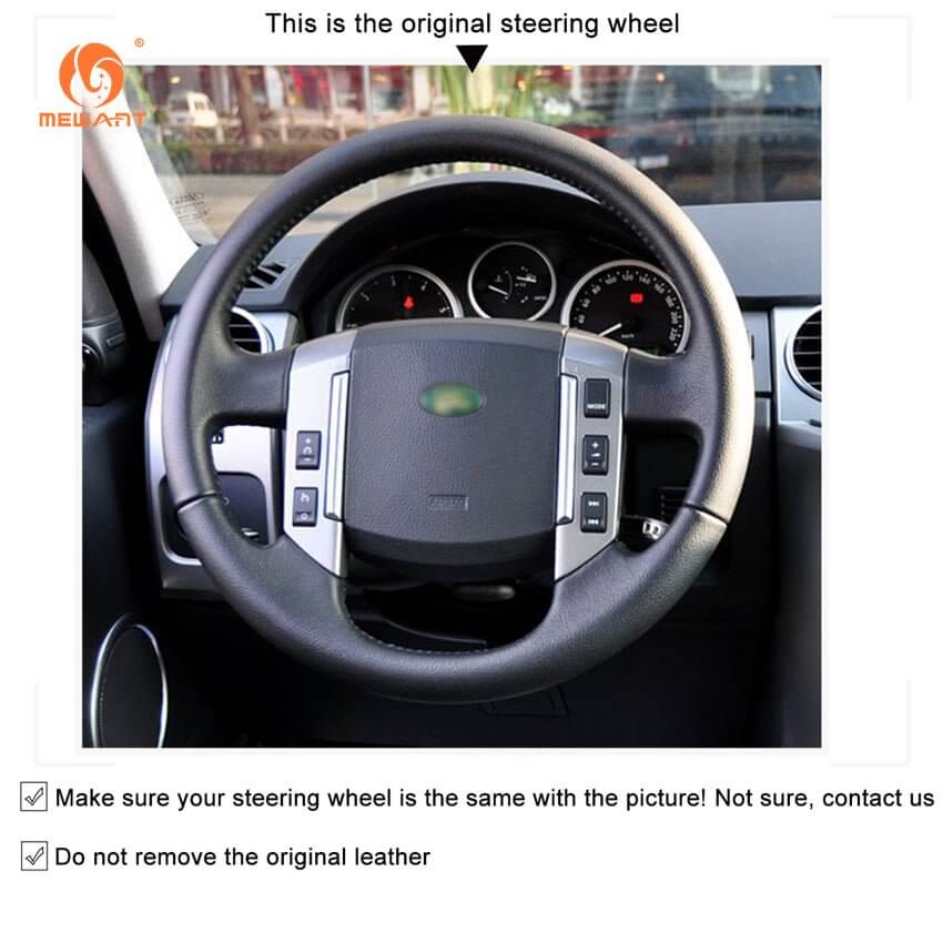 MEWANT Steering Wheel Cover for Land Rover Discovery 3 2004 - 2009 - Alcantara, Leather, Carbon Fiber, Easy Install, Non - Slip, Best Steering Wheel Cover