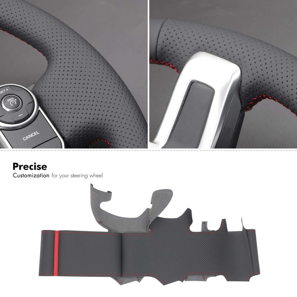 MEWANT Steering Wheel Cover for Land Rover Discovery 5 III L462 Range Rover IV L405 2012 - 2022 - Alcantara, Leather, Carbon Fiber, Easy Install, Non - Slip, Best Steering Wheel Cover