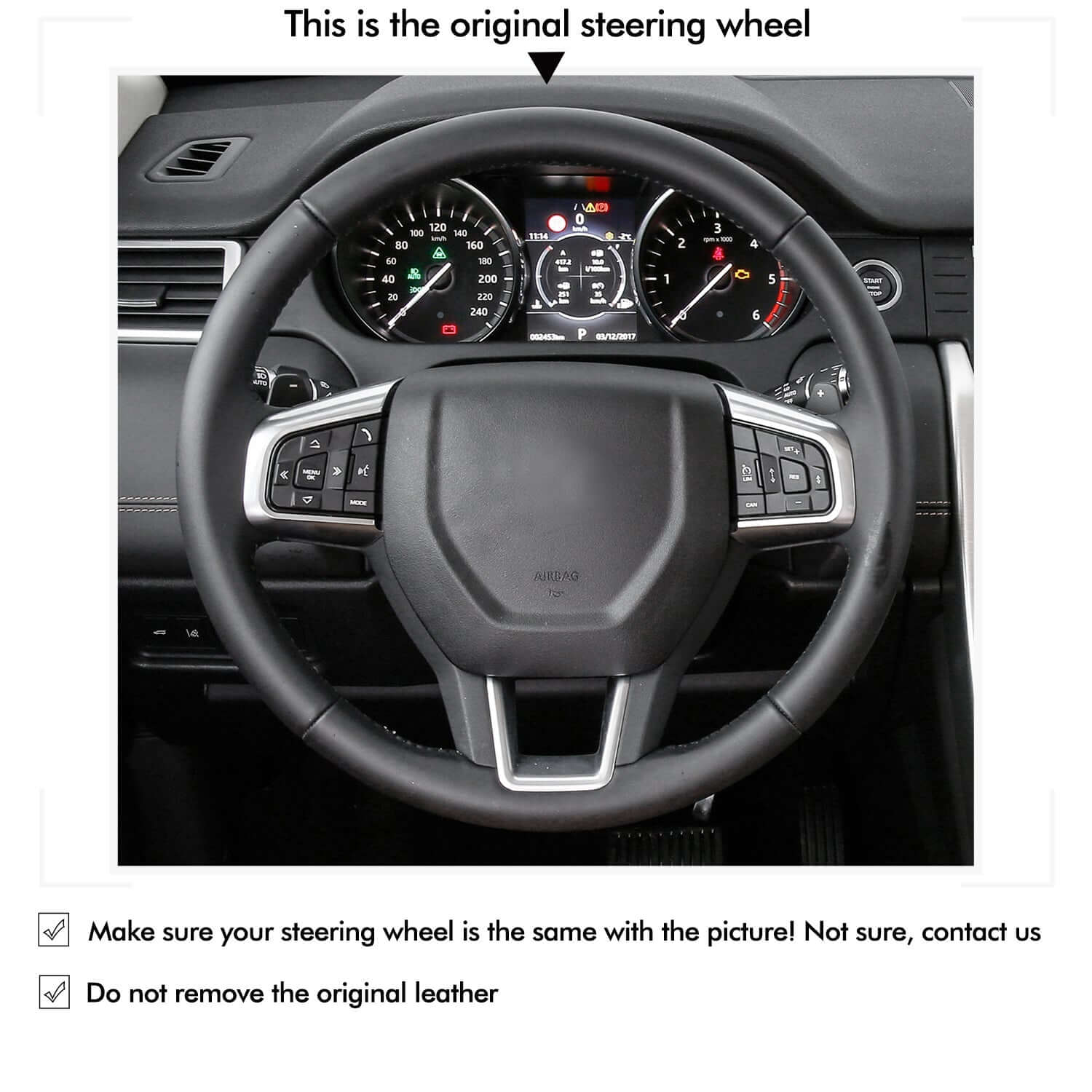 MEWANT Steering Wheel Cover for Land Rover Discovery Sport L550 2015 - 2019 - Alcantara, Leather, Carbon Fiber, Easy Install, Non - Slip, Best Steering Wheel Cover