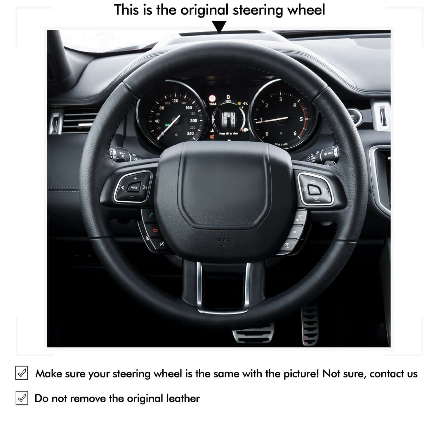 MEWANT Steering Wheel Cover for Land Rover Range Rover Evoque I L538 Evoque Evoque 2011 - 2019 - Alcantara, Leather, Carbon Fiber, Easy Install, Non - Slip, Best Steering Wheel Cover