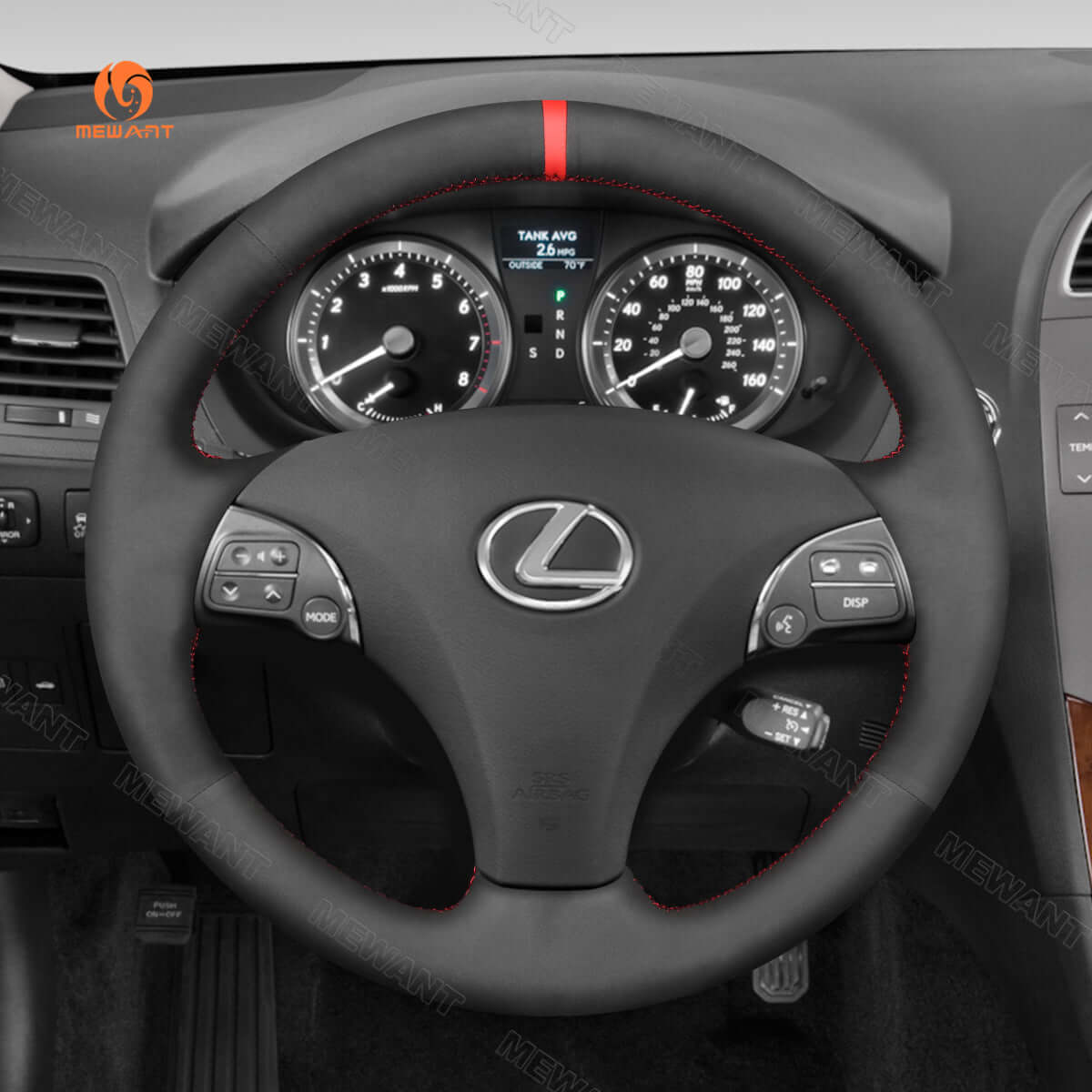 MEWANT Steering Wheel Cover for Lexus ES240 ES250 ES300 ES350 GS350 GS450h GS460 2007 - 2012 - Alcantara, Leather, Carbon Fiber, Easy Install, Non - Slip, Best Steering Wheel Cover
