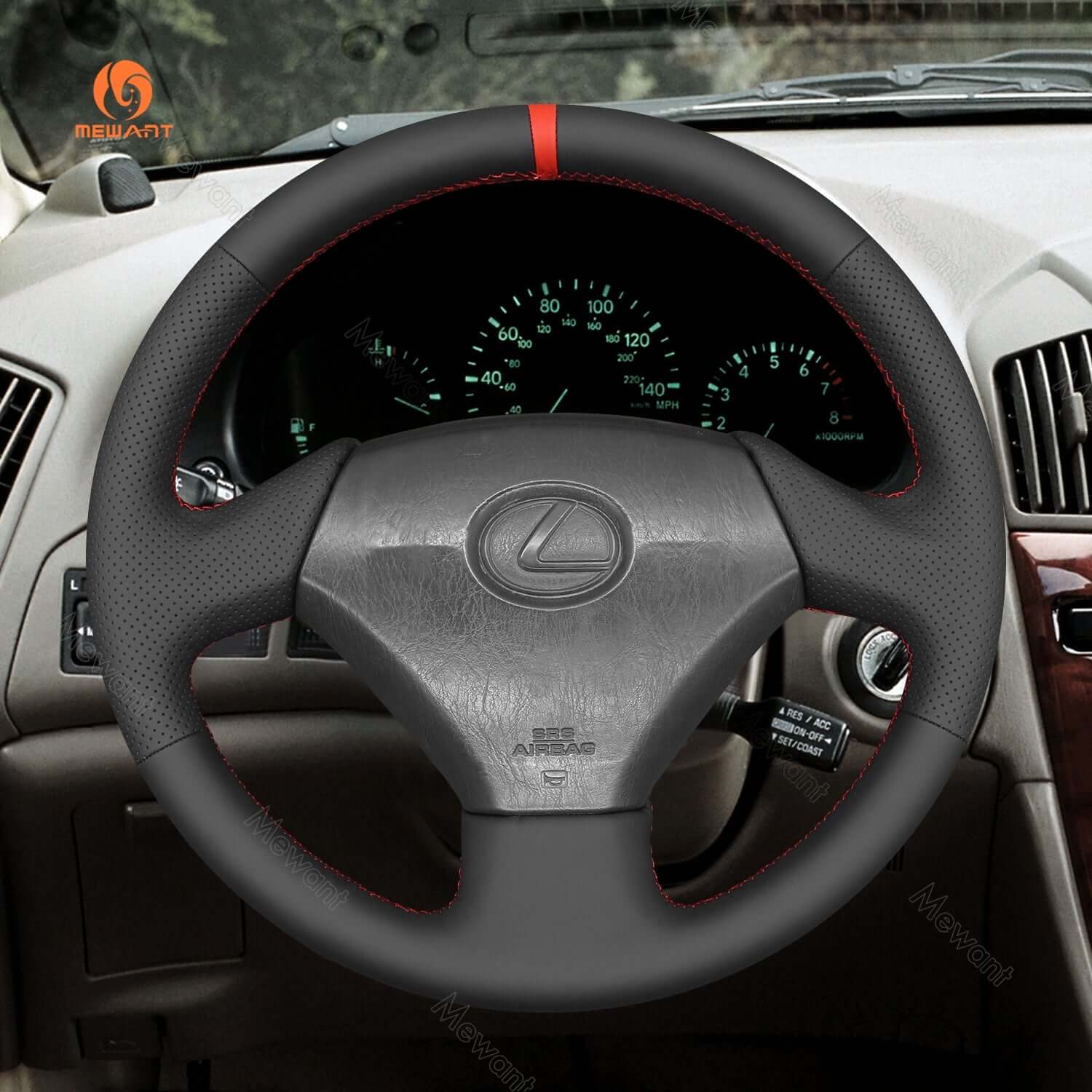 MEWANT Steering Wheel Cover for Lexus GS300 GS400 1998 - 2000 - Alcantara, Leather, Carbon Fiber, Easy Install, Non - Slip, Best Steering Wheel Cover