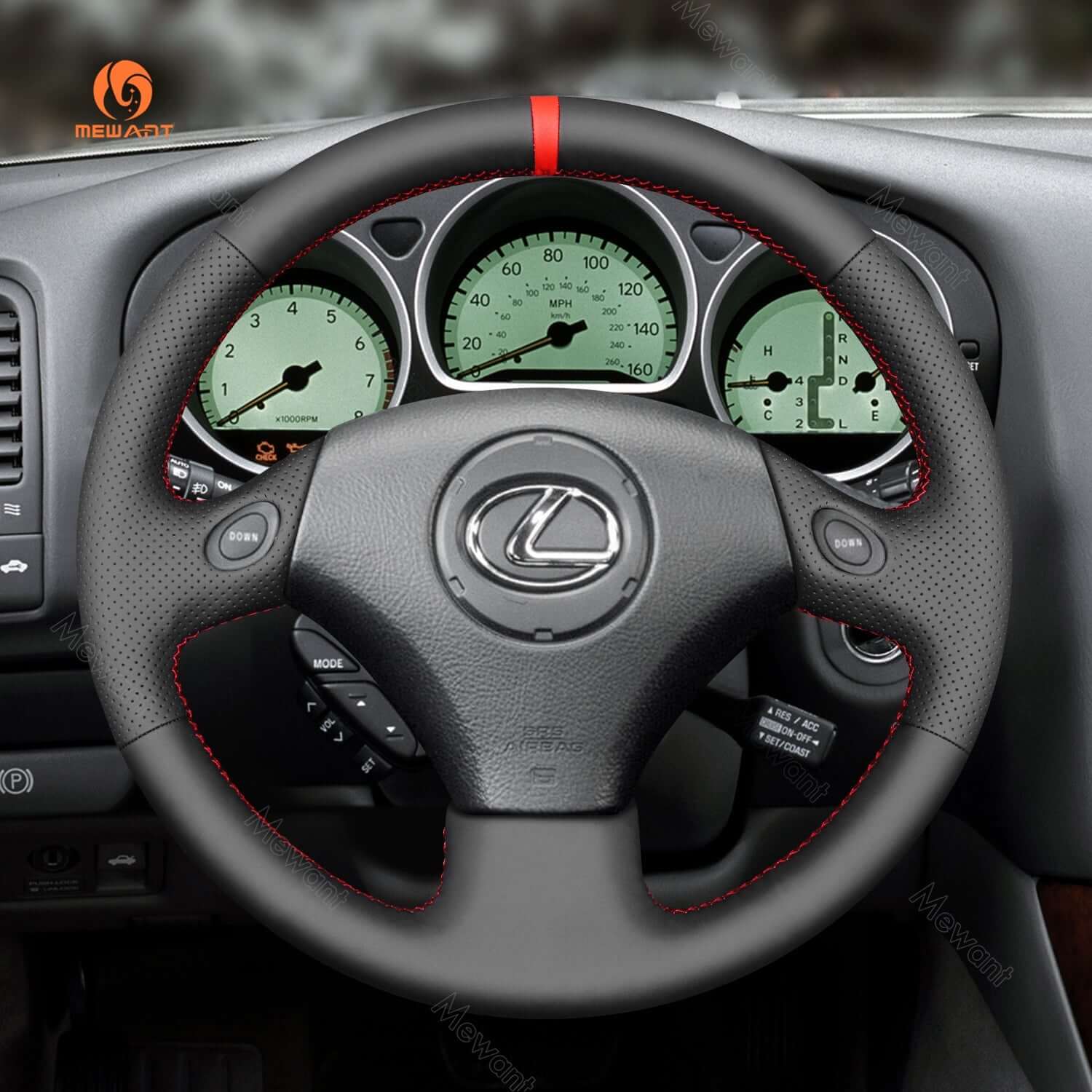 MEWANT Steering Wheel Cover for Lexus GS300 GS400 1998 - 2000 - Alcantara, Leather, Carbon Fiber, Easy Install, Non - Slip, Best Steering Wheel Cover