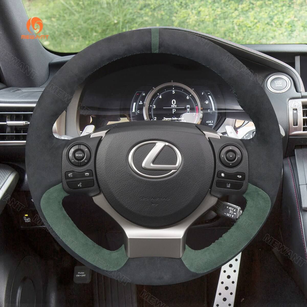 MEWANT Steering Wheel Cover for Lexus IS 200t 250 300 350 F Sport RC CT 200h NX 2014 - 2021 - Alcantara, Leather, Carbon Fiber, Easy Install, Non - Slip, Best Steering Wheel Cover
