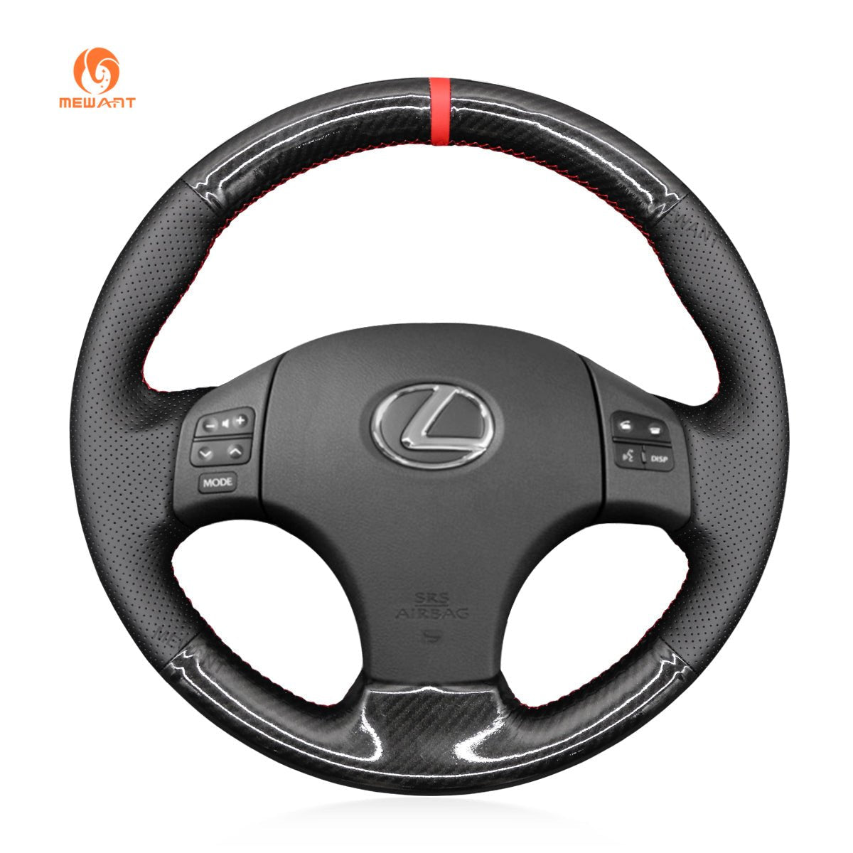 MEWANT Steering Wheel Cover for Lexus IS 250 250C 350 350C IS F Sport 2006 - 2013 - Alcantara, Leather, Carbon Fiber, Easy Install, Non - Slip, Best Steering Wheel Cover