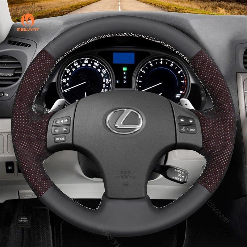 MEWANT Steering Wheel Cover for Lexus IS 250 250C 350 350C IS F Sport 2006 - 2013 - Alcantara, Leather, Carbon Fiber, Easy Install, Non - Slip, Best Steering Wheel Cover