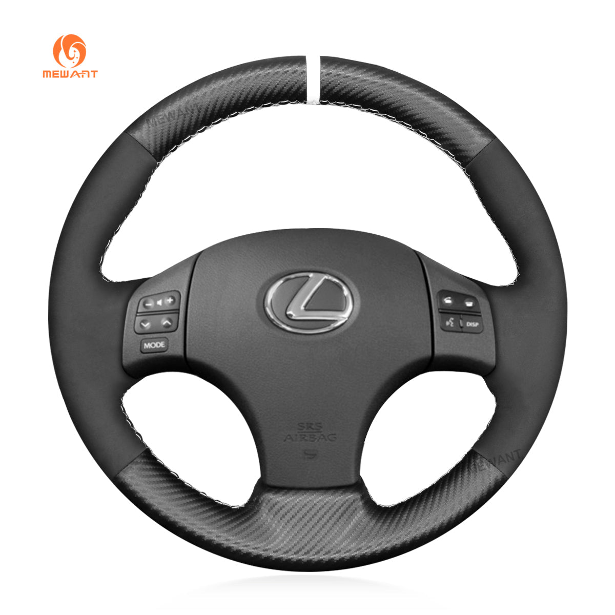 MEWANT Steering Wheel Cover for Lexus IS 250 250C 350 350C IS F Sport 2006 - 2013 - Alcantara, Leather, Carbon Fiber, Easy Install, Non - Slip, Best Steering Wheel Cover