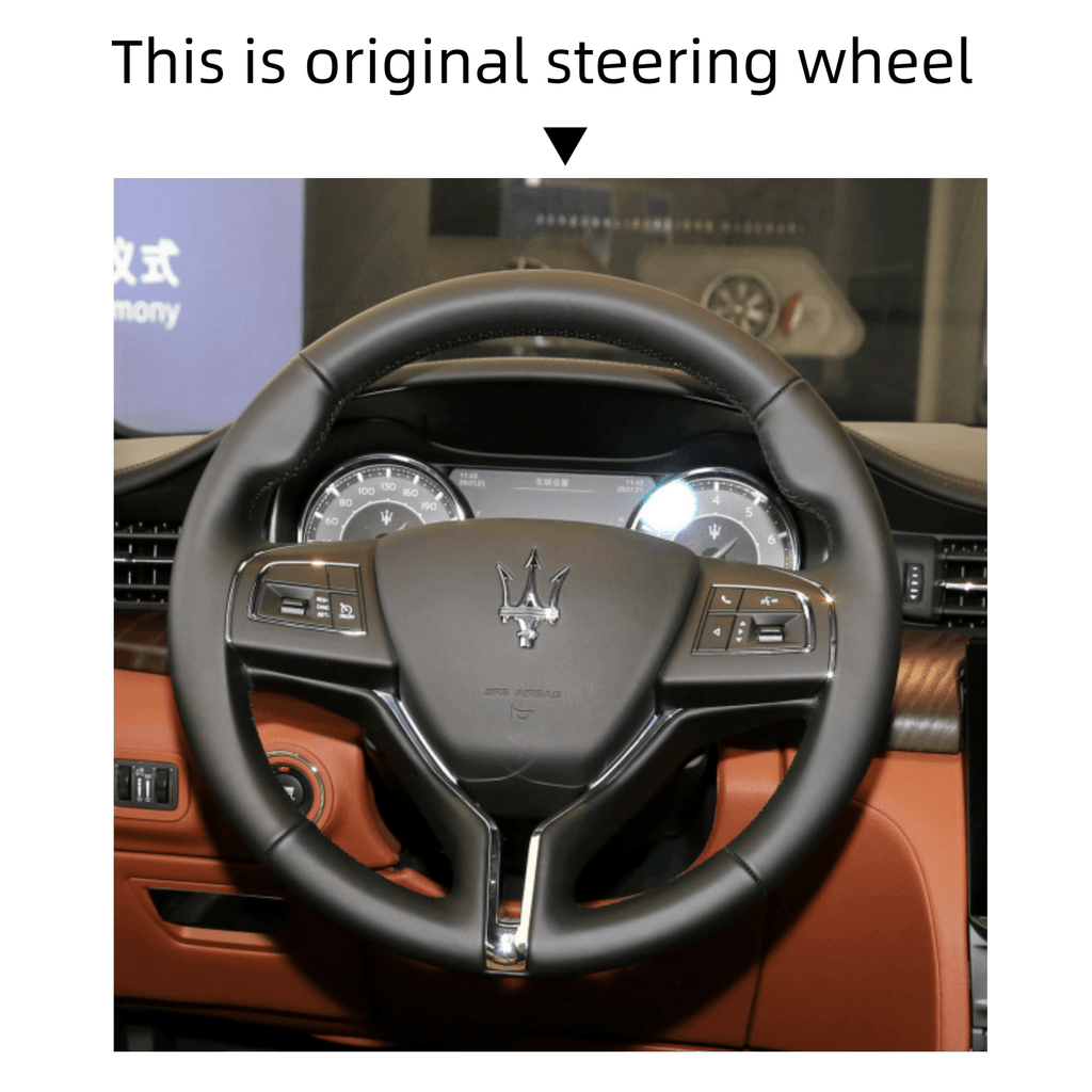 MEWANT Steering Wheel Cover for Maserati Levante Ghibli Quattroporte 2014 - 2017 - Alcantara, Leather, Carbon Fiber, Easy Install, Non - Slip, Best Steering Wheel Cover