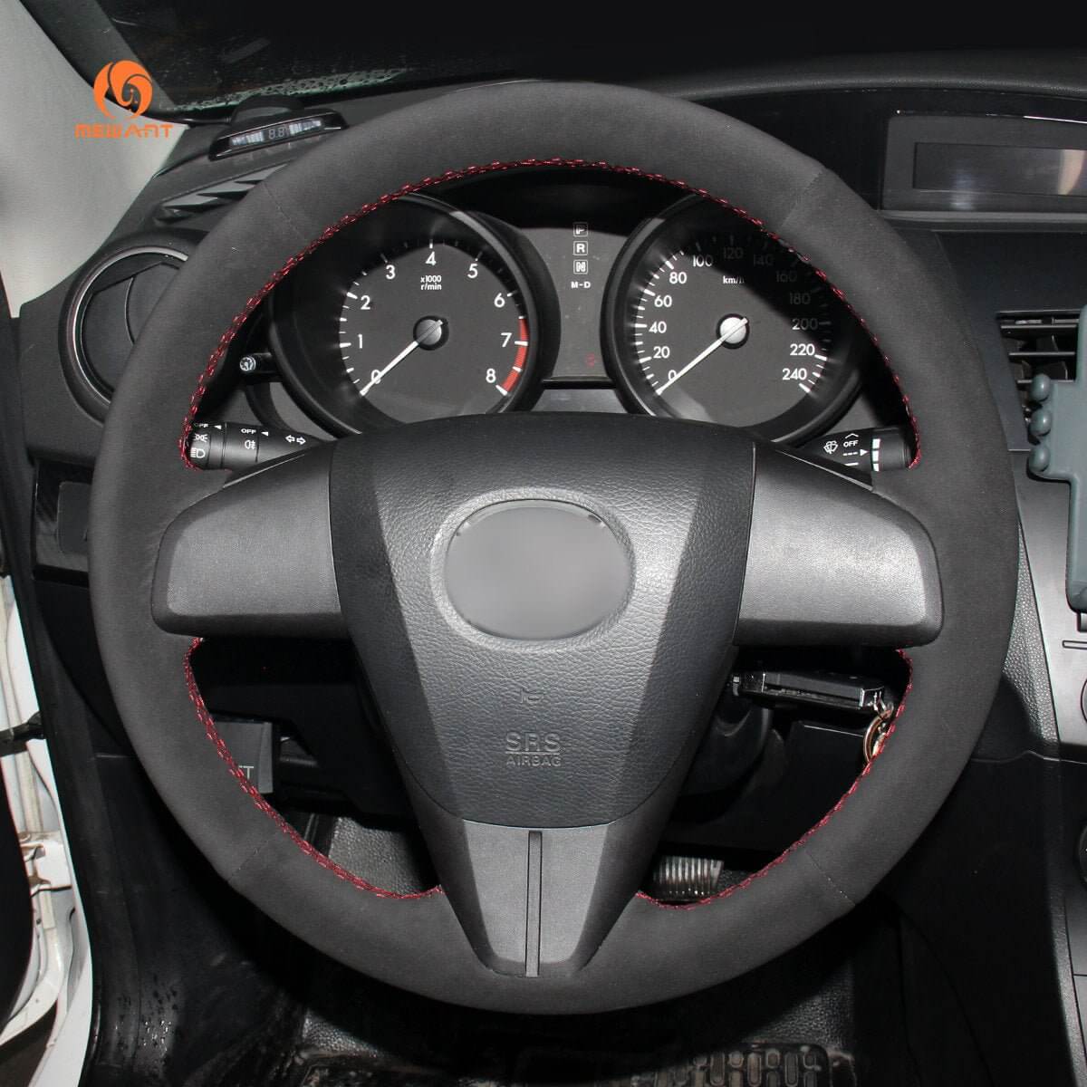 MEWANT Steering Wheel Cover for Mazda 3 Axela 2 5 6 CX - 7 CX - 9 SPEED 3 2010 - 2016 - Alcantara, Leather, Carbon Fiber, Easy Install, Non - Slip, Best Steering Wheel Cover