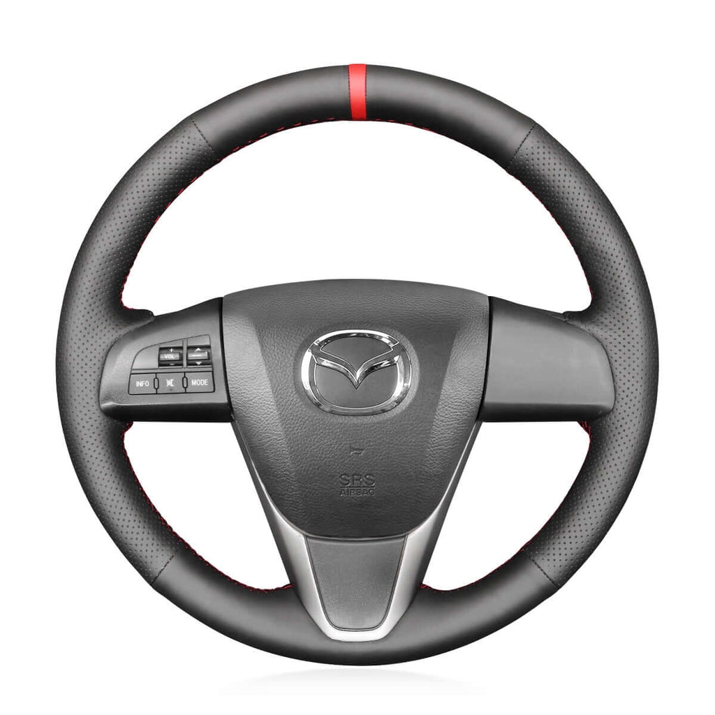 MEWANT Steering Wheel Cover for Mazda 3 Axela 2 5 6 CX - 7 CX - 9 SPEED 3 2010 - 2016 - Alcantara, Leather, Carbon Fiber, Easy Install, Non - Slip, Best Steering Wheel Cover