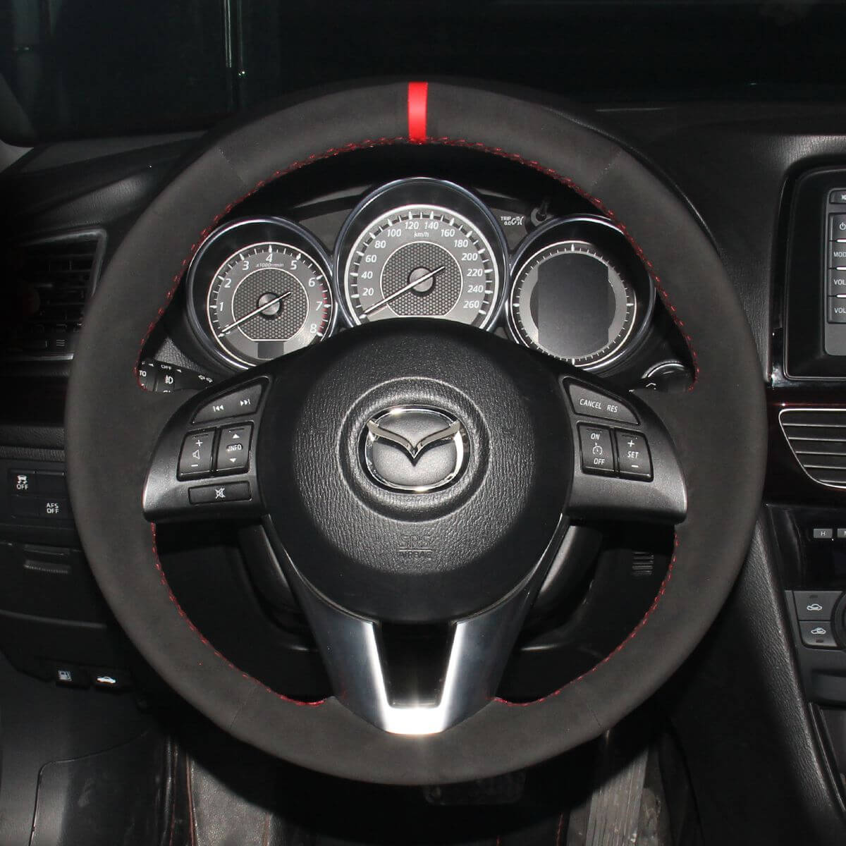 MEWANT Steering Wheel Cover for Mazda 3 Axela 6 Atenza 2 CX - 3 CX - 5 for Scion iA 2013 - 2017 - Alcantara, Leather, Carbon Fiber, Easy Install, Non - Slip, Best Steering Wheel Cover
