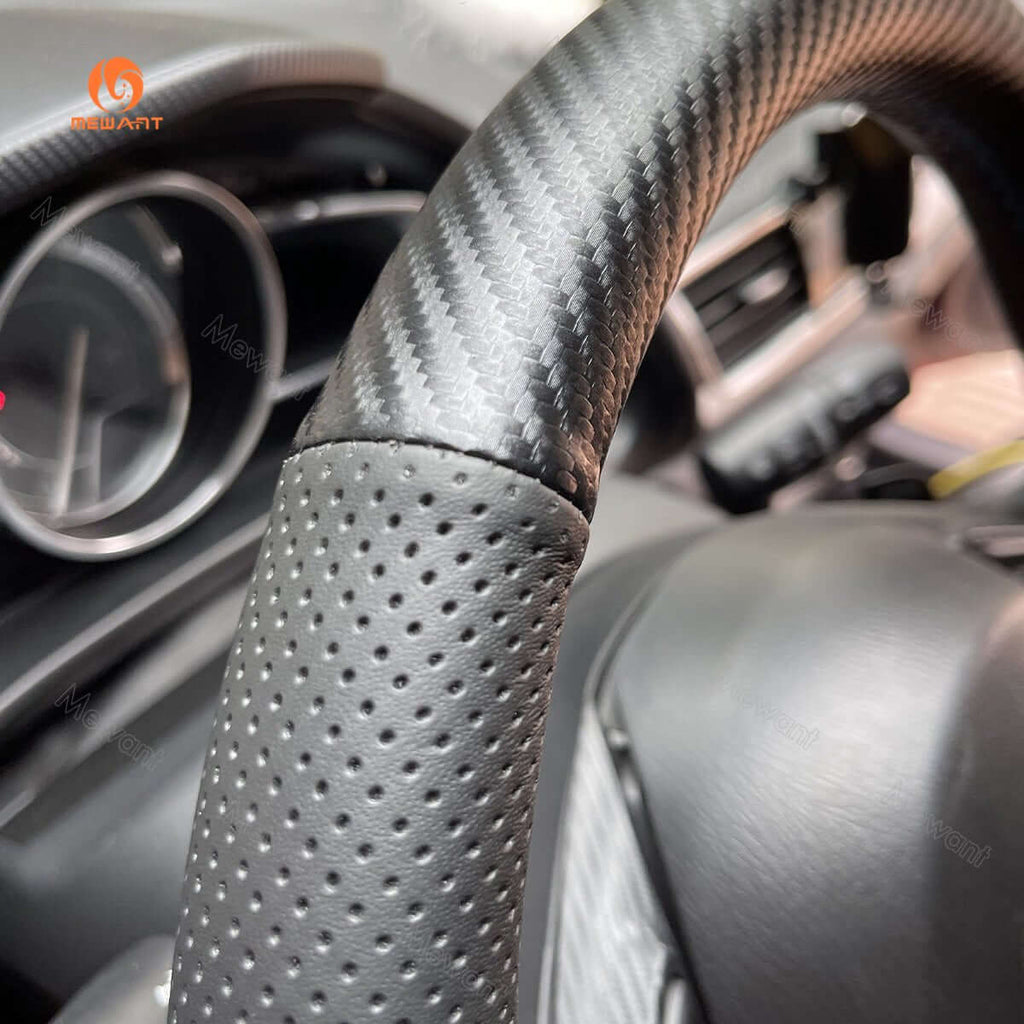 MEWANT Steering Wheel Cover for Mazda 3 Axela 6 Atenza 2 CX - 3 CX - 5 for Scion iA 2013 - 2017 - Alcantara, Leather, Carbon Fiber, Easy Install, Non - Slip, Best Steering Wheel Cover