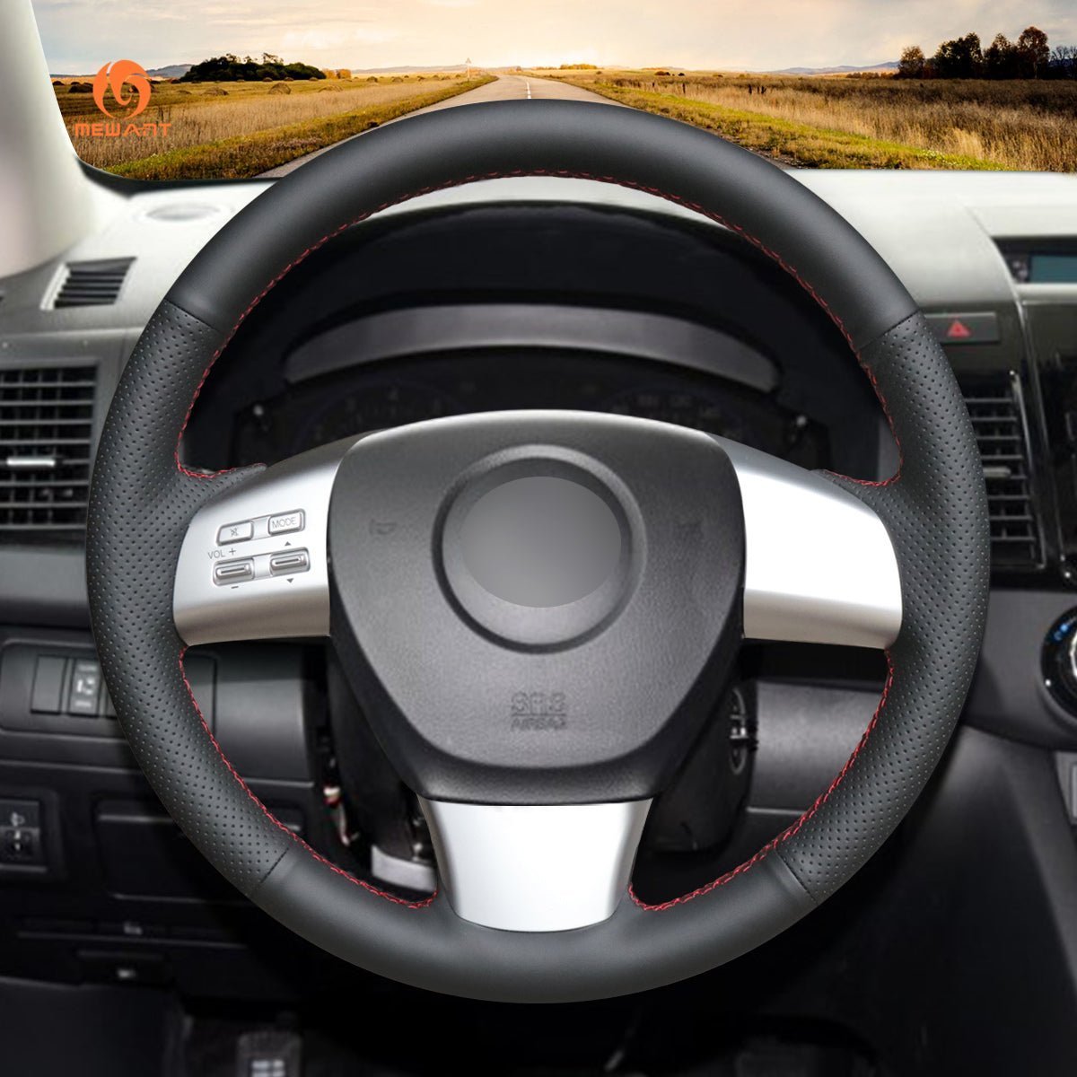 MEWANT Steering Wheel Cover for Mazda 6 8 CX - 9 CX9 2007 - 2015 - Alcantara, Leather, Carbon Fiber, Easy Install, Non - Slip, Best Steering Wheel Cover