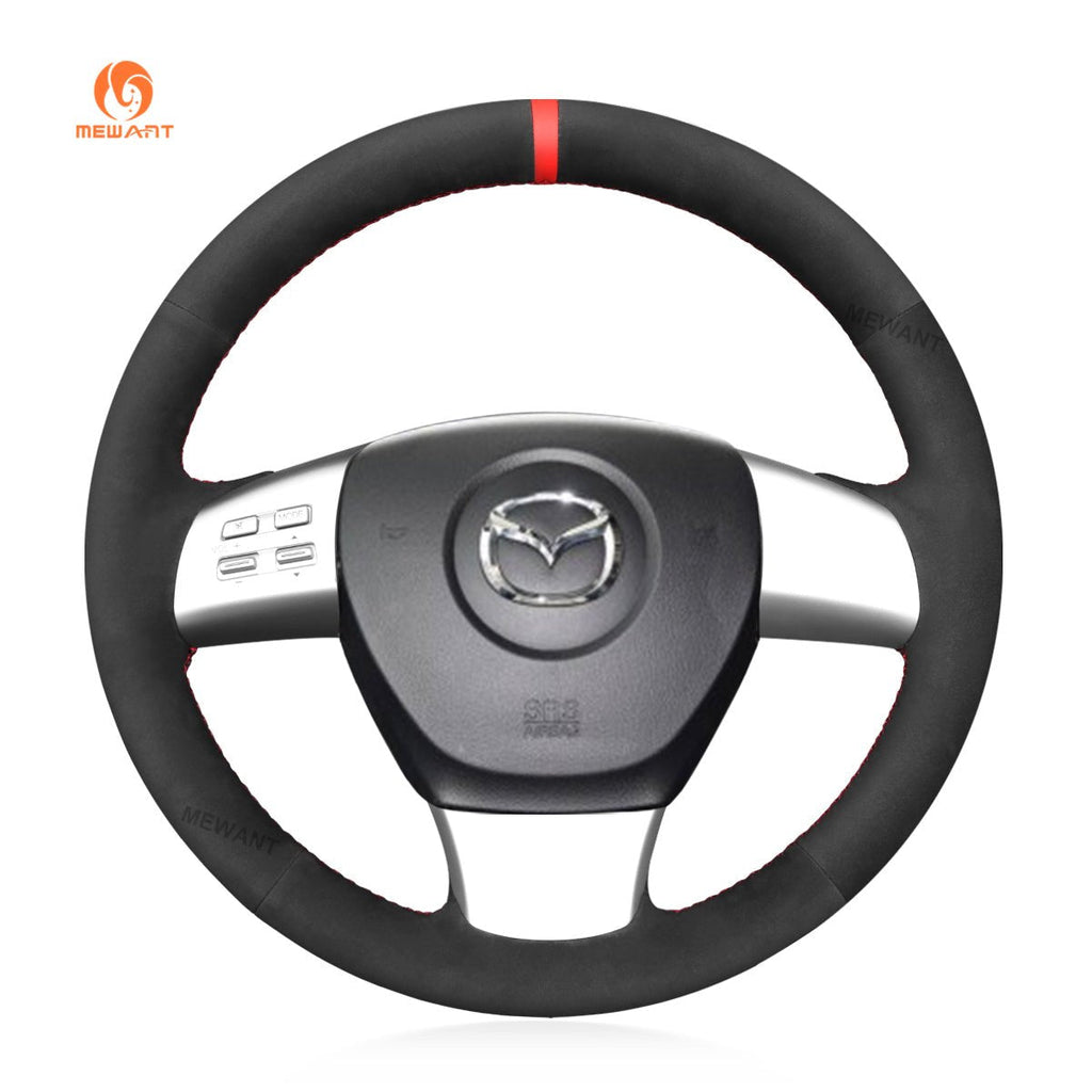 MEWANT Steering Wheel Cover for Mazda 6 8 CX - 9 CX9 2007 - 2015 - Alcantara, Leather, Carbon Fiber, Easy Install, Non - Slip, Best Steering Wheel Cover