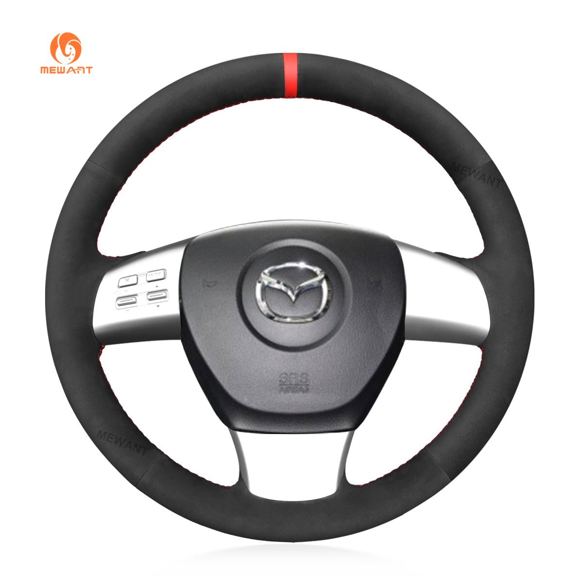 MEWANT Steering Wheel Cover for Mazda 6 8 CX - 9 CX9 2007 - 2015 - Alcantara, Leather, Carbon Fiber, Easy Install, Non - Slip, Best Steering Wheel Cover