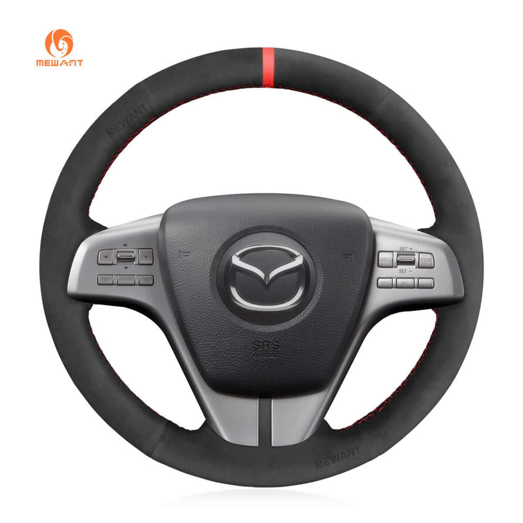 MEWANT Steering Wheel Cover for Mazda 6 GH Atenza 2006 - 2013 - Alcantara, Leather, Carbon Fiber, Easy Install, Non - Slip, Best Steering Wheel Cover