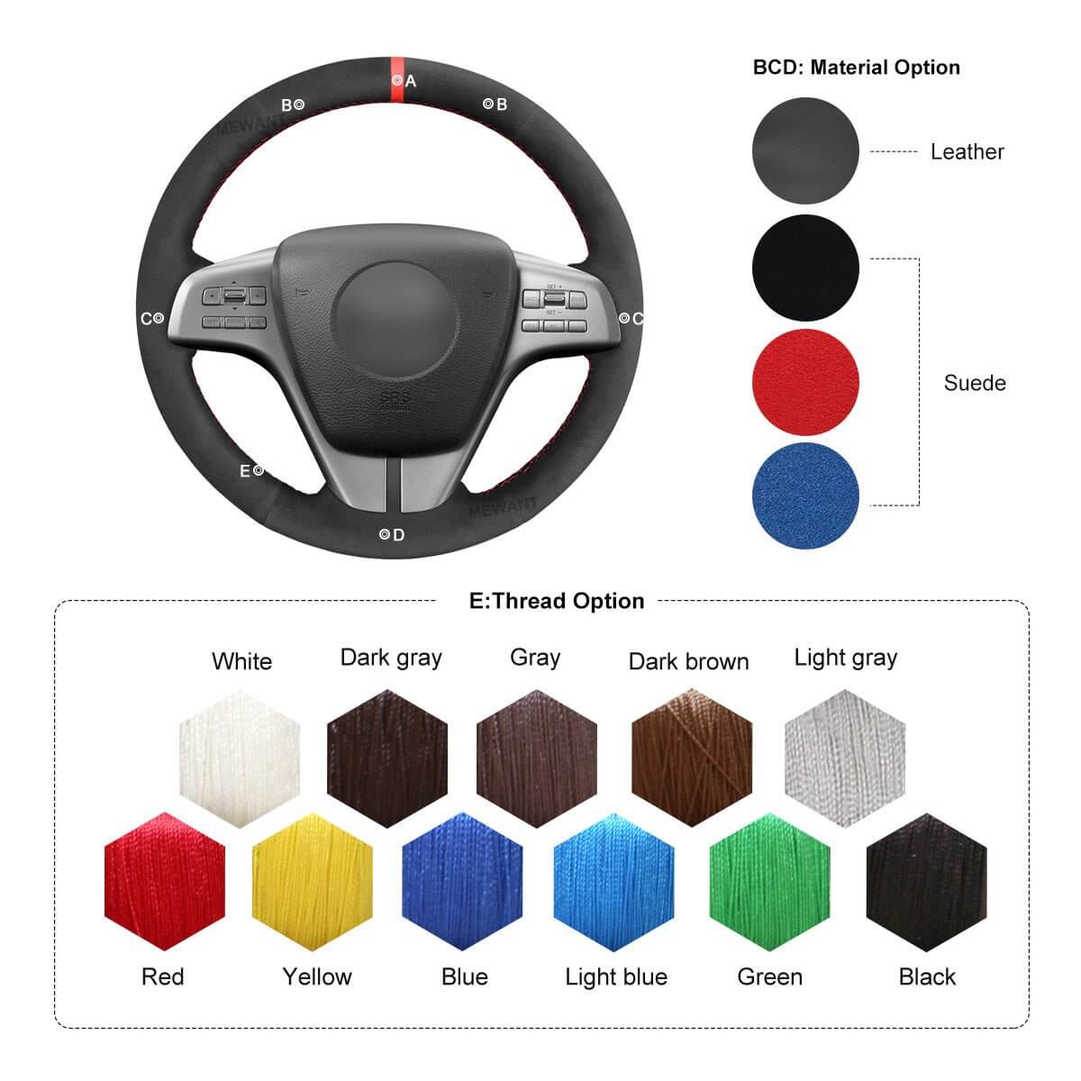 MEWANT Steering Wheel Cover for Mazda 6 GH Atenza 2006 - 2013 - Alcantara, Leather, Carbon Fiber, Easy Install, Non - Slip, Best Steering Wheel Cover