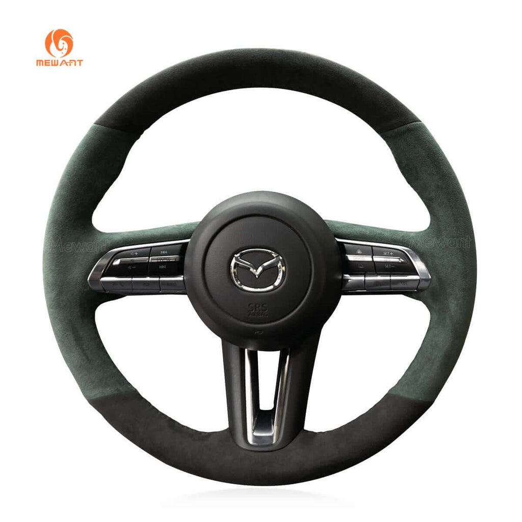 MEWANT Steering Wheel Cover for Mazda CX - 30 CX30 3 Axela 2019 - 2020 - Alcantara, Leather, Carbon Fiber, Easy Install, Non - Slip, Best Steering Wheel Cover