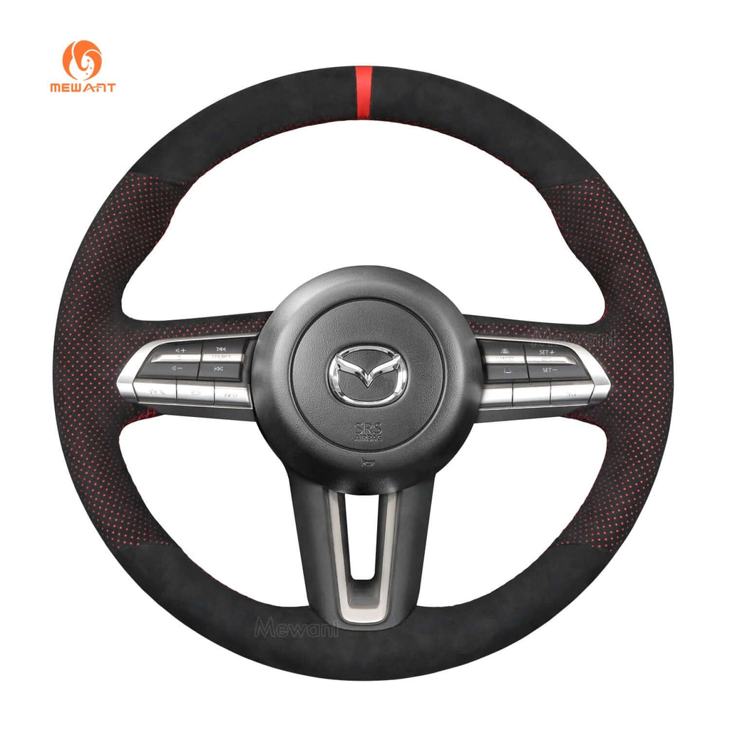 MEWANT Steering Wheel Cover for Mazda CX - 30 CX30 3 Axela 2019 - 2020 - Alcantara, Leather, Carbon Fiber, Easy Install, Non - Slip, Best Steering Wheel Cover