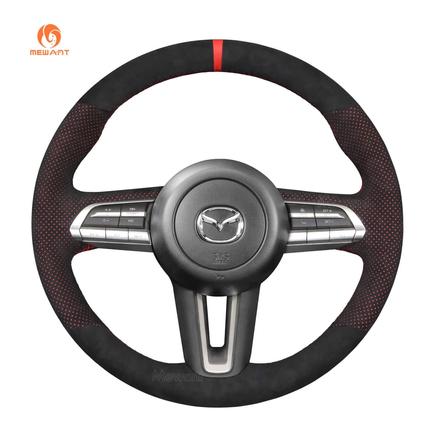 MEWANT Steering Wheel Cover for Mazda CX - 30 CX30 3 Axela 2019 - 2020 - Alcantara, Leather, Carbon Fiber, Easy Install, Non - Slip, Best Steering Wheel Cover