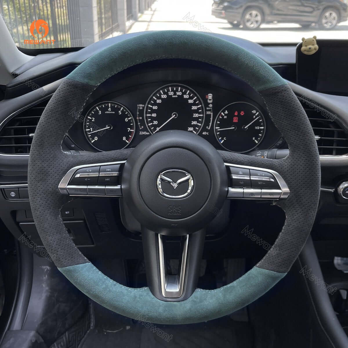 MEWANT Steering Wheel Cover for Mazda CX - 30 CX30 3 Axela 2019 - 2020 - Alcantara, Leather, Carbon Fiber, Easy Install, Non - Slip, Best Steering Wheel Cover