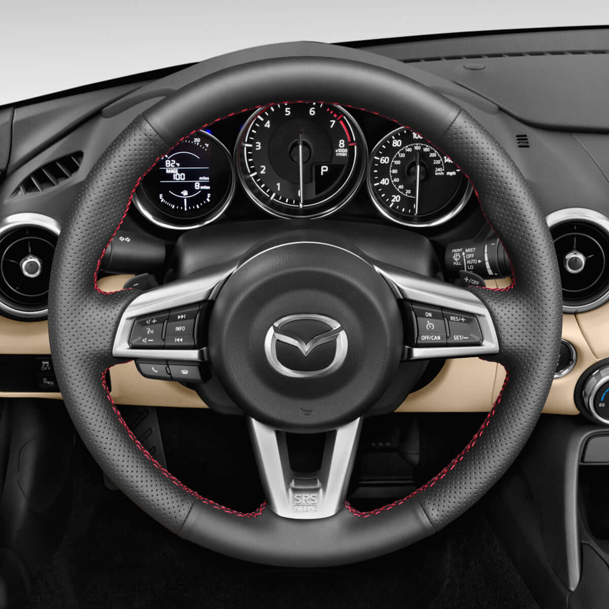 MEWANT Steering Wheel Cover for Mazda MX - 5 2016 - 2019 - Alcantara, Leather, Carbon Fiber, Easy Install, Non - Slip, Best Steering Wheel Cover