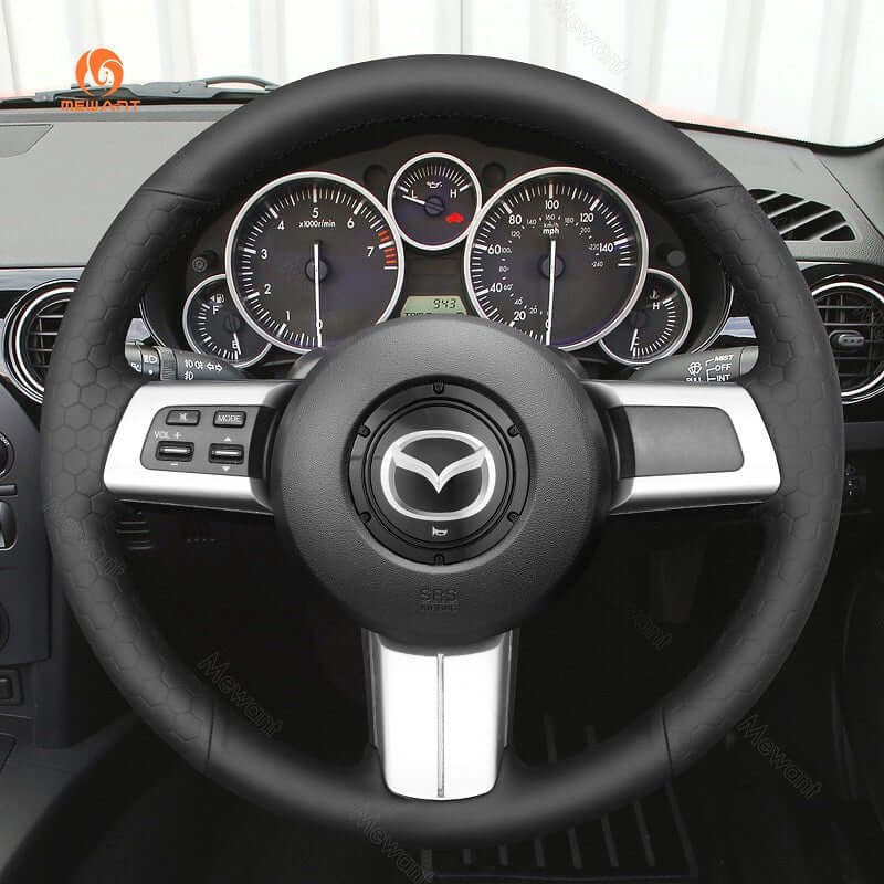 MEWANT Steering Wheel Cover for Mazda MX - 5 MX5 2 RX - 8 RX8 CX - 7 CX7 2007 - 2013 - Alcantara, Leather, Carbon Fiber, Easy Install, Non - Slip, Best Steering Wheel Cover