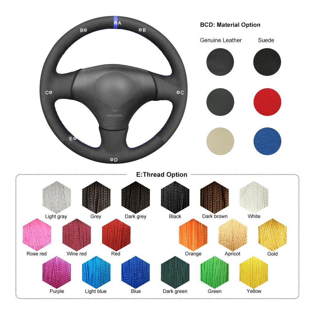 MEWANT Steering Wheel Cover for Mazda MX - 5 MX5 Miata NB RX - 7 RX7 1998 - 2004 - Alcantara, Leather, Carbon Fiber, Easy Install, Non - Slip, Best Steering Wheel Cover