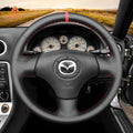 MEWANT Steering Wheel Cover for Mazda MX - 5 MX5 Miata NB RX - 7 RX7 1998 - 2004 - Alcantara, Leather, Carbon Fiber, Easy Install, Non - Slip, Best Steering Wheel Cover
