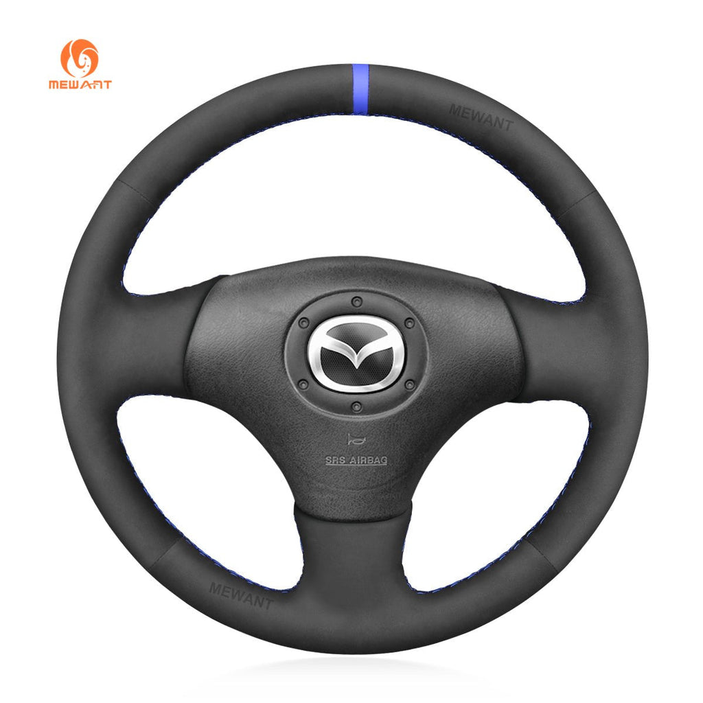 MEWANT Steering Wheel Cover for Mazda MX - 5 MX5 Miata NB RX - 7 RX7 1998 - 2004 - Alcantara, Leather, Carbon Fiber, Easy Install, Non - Slip, Best Steering Wheel Cover