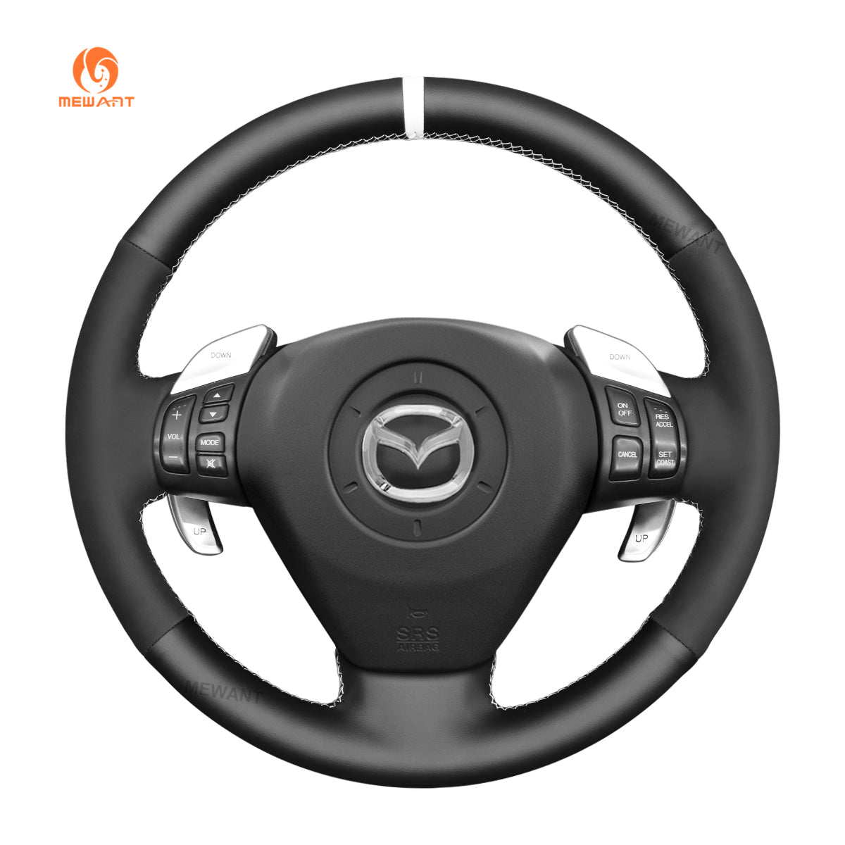 MEWANT Steering Wheel Cover for Mazda RX - 8 RX8 2004 - 2008 - Alcantara, Leather, Carbon Fiber, Easy Install, Non - Slip, Best Steering Wheel Cover