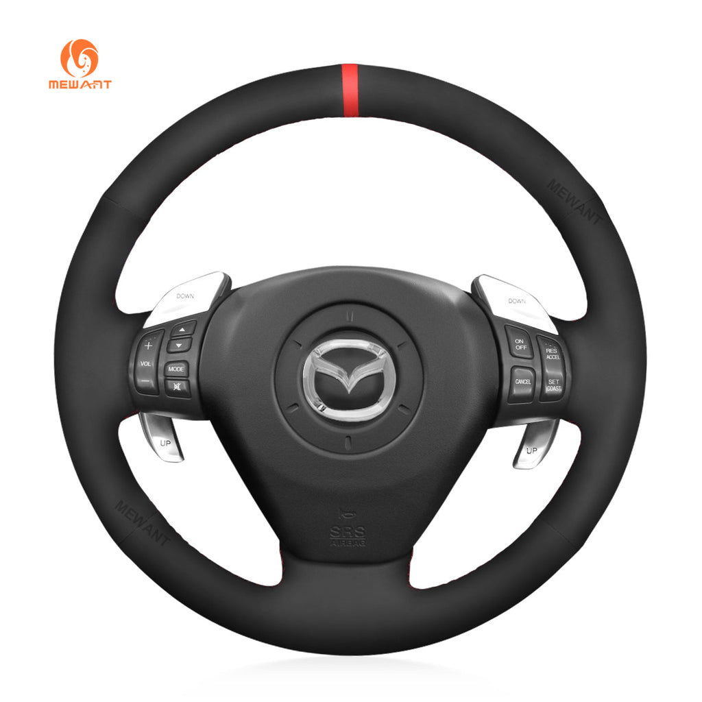 MEWANT Steering Wheel Cover for Mazda RX - 8 RX8 2004 - 2008 - Alcantara, Leather, Carbon Fiber, Easy Install, Non - Slip, Best Steering Wheel Cover