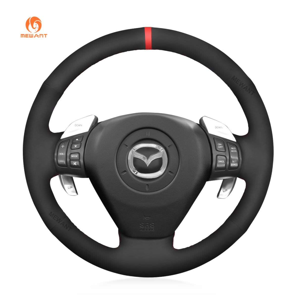 MEWANT Steering Wheel Cover for Mazda RX - 8 RX8 2004 - 2008 - Alcantara, Leather, Carbon Fiber, Easy Install, Non - Slip, Best Steering Wheel Cover