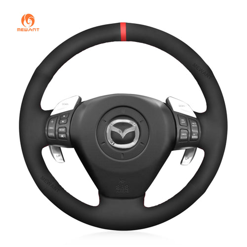 MEWANT Steering Wheel Cover for Mazda RX - 8 RX8 2004 - 2008 - Alcantara, Leather, Carbon Fiber, Easy Install, Non - Slip, Best Steering Wheel Cover