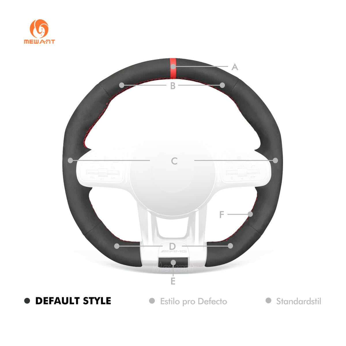 MEWANT Steering Wheel Cover for Mercedes Benz AMG A35 W177 C190 W205 W213 2019 - 2021 - Alcantara, Leather, Carbon Fiber, Easy Install, Non - Slip, Best Steering Wheel Cover