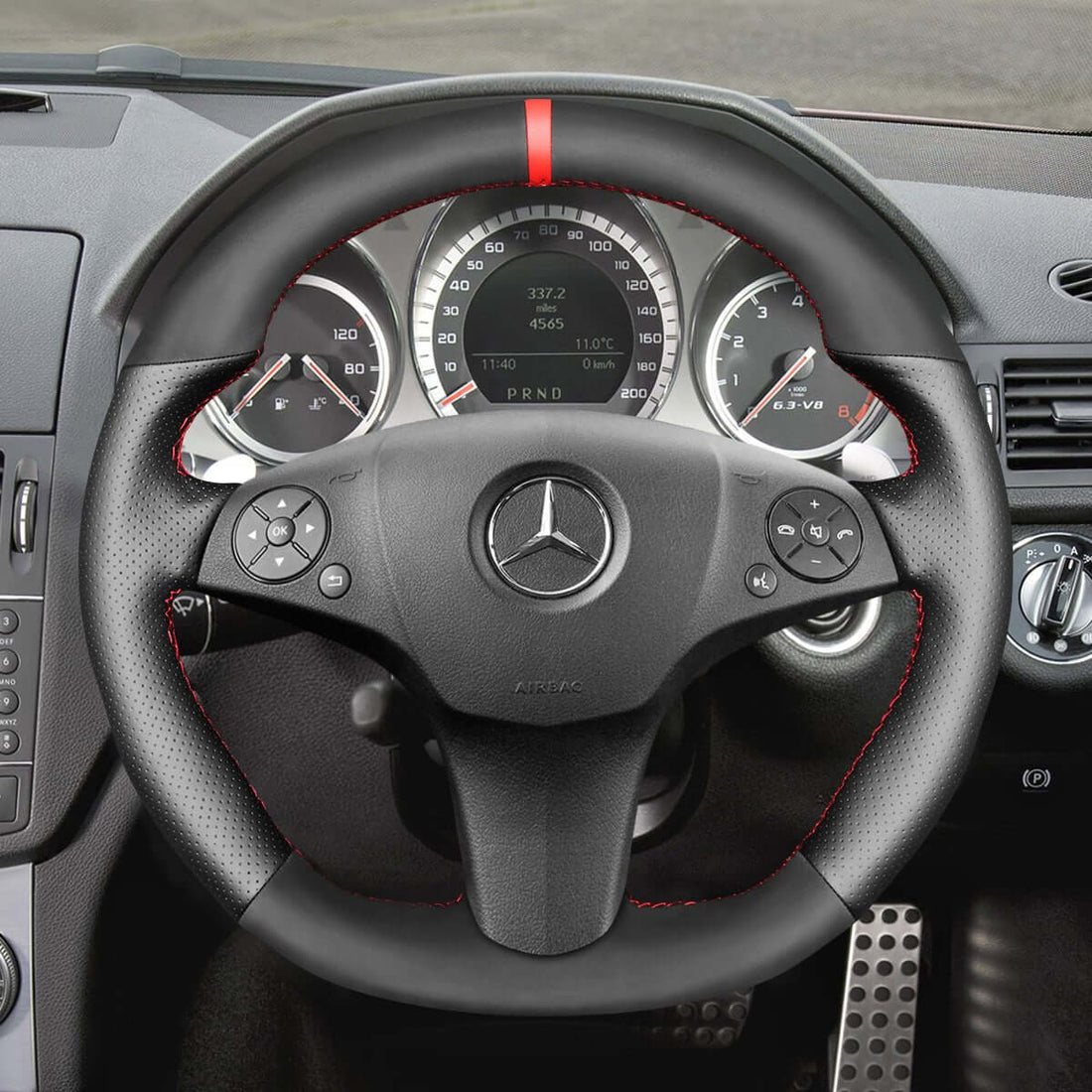 MEWANT Steering Wheel Cover for Mercedes Benz AMG C63 W204 C219 W212 R230 C197 R197 2008-2011