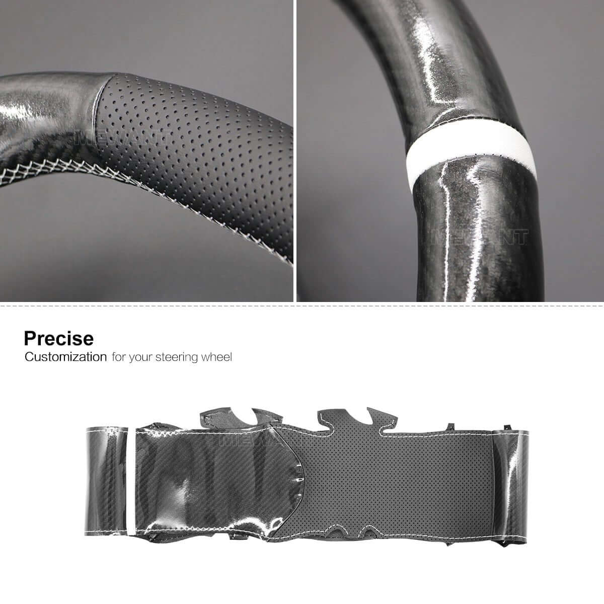 MEWANT Steering Wheel Cover for Mercedes Benz AMG C63 W204 C219 W212 R230 C197 R197 2008 - 2011 - Alcantara, Leather, Carbon Fiber, Easy Install, Non - Slip, Best Steering Wheel Cover