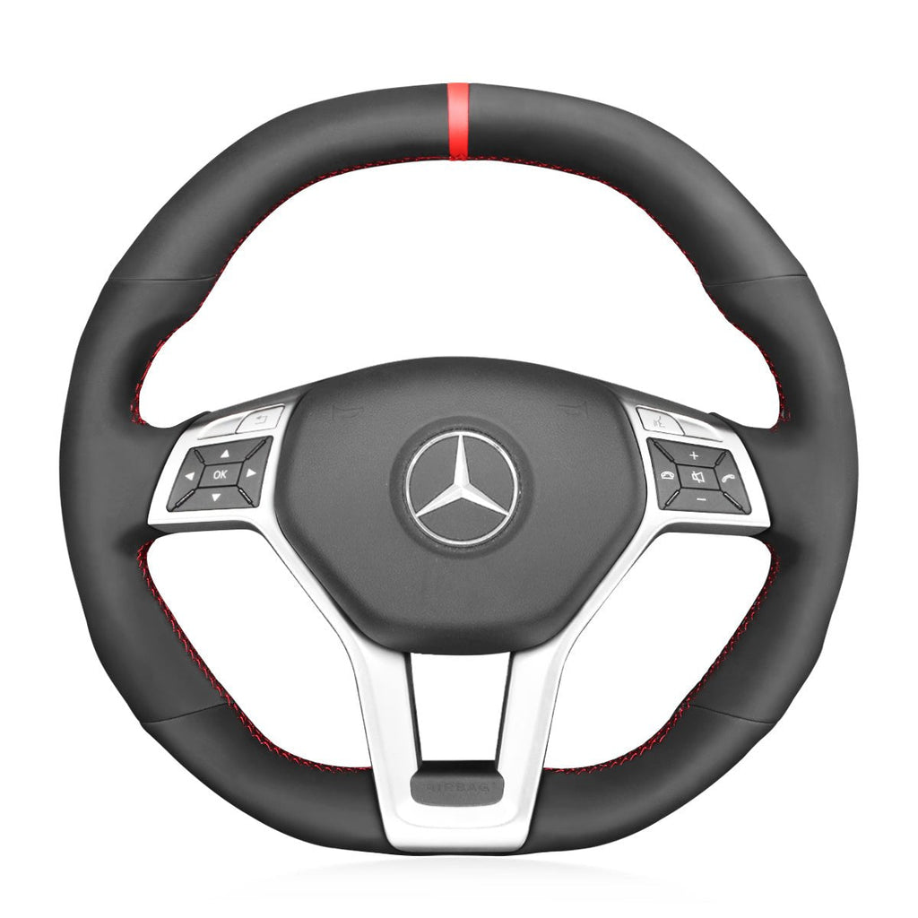 MEWANT Steering Wheel Cover for Mercedes Benz AMG C63 W204 CLA 45 CLS 63 C218 C218 W212 2012 - 2015 - Alcantara, Leather, Carbon Fiber, Easy Install, Non - Slip, Best Steering Wheel Cover