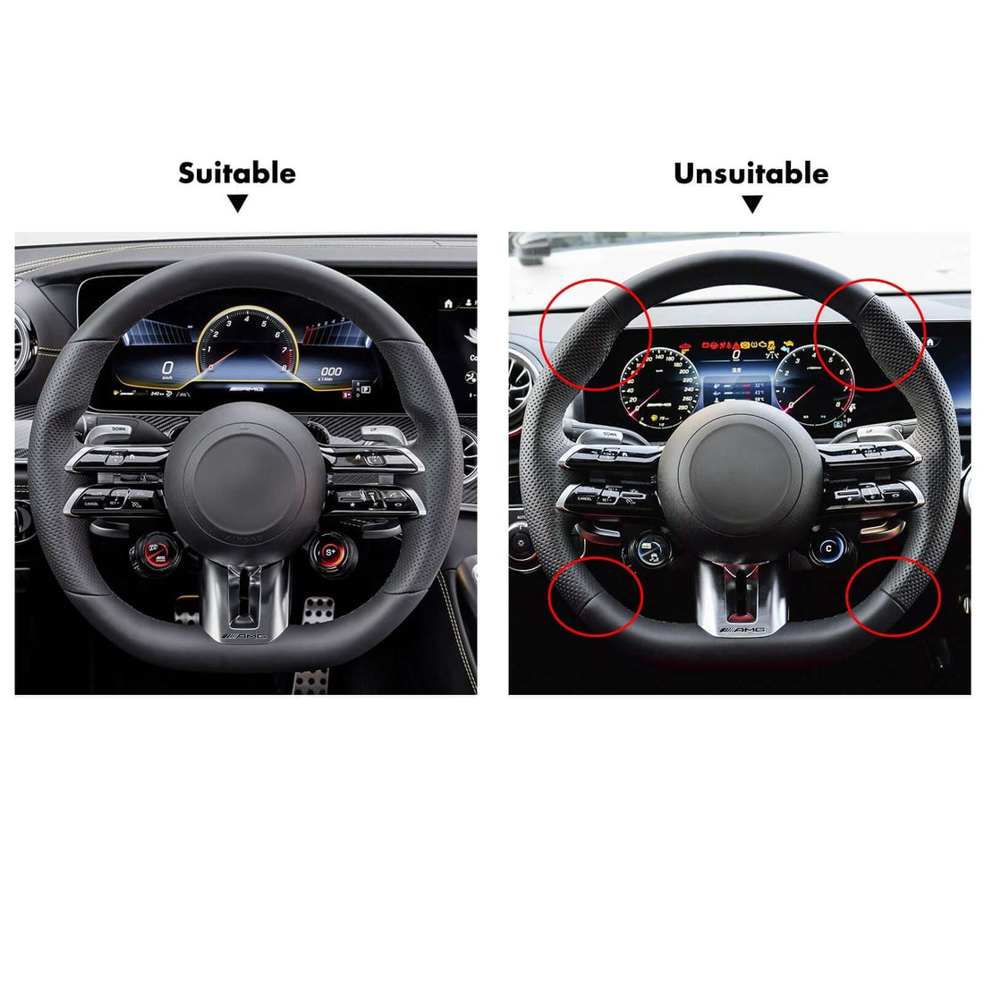MEWANT Steering Wheel Cover for Mercedes Benz AMG GT C190 R190 E53 E63S W213 EQE V295 SL55 SL63 R232 2021-2023
