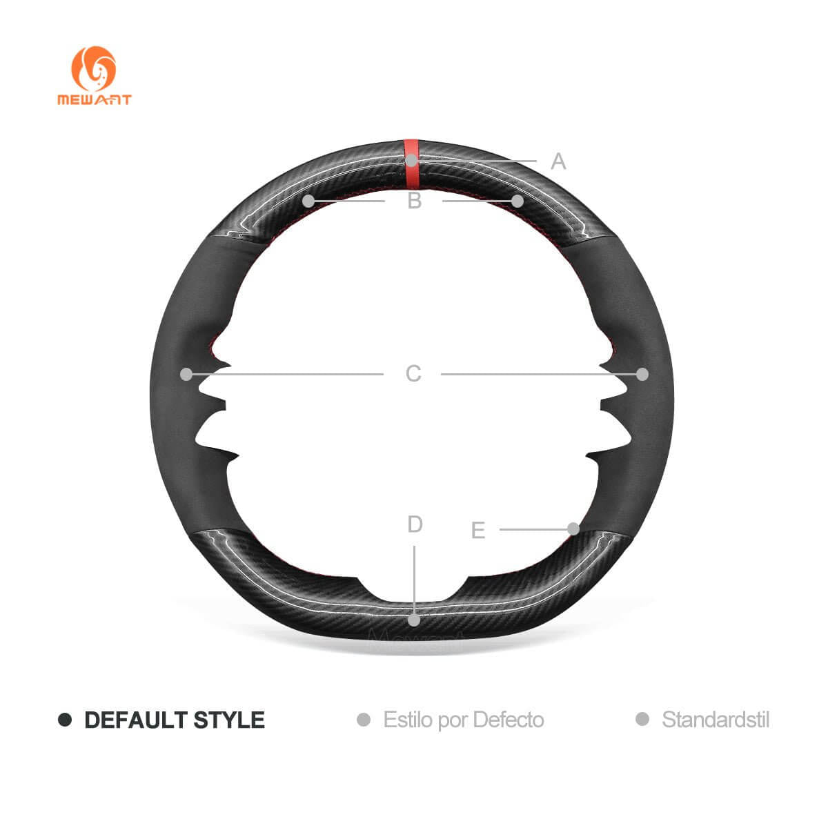 MEWANT Steering Wheel Cover for Mercedes Benz AMG GT C190 R190 E53 E63S W213 EQE V295 SL55 SL63 R232 2021 - 2023 - Alcantara, Leather, Carbon Fiber, Easy Install, Non - Slip, Best Steering Wheel Cover