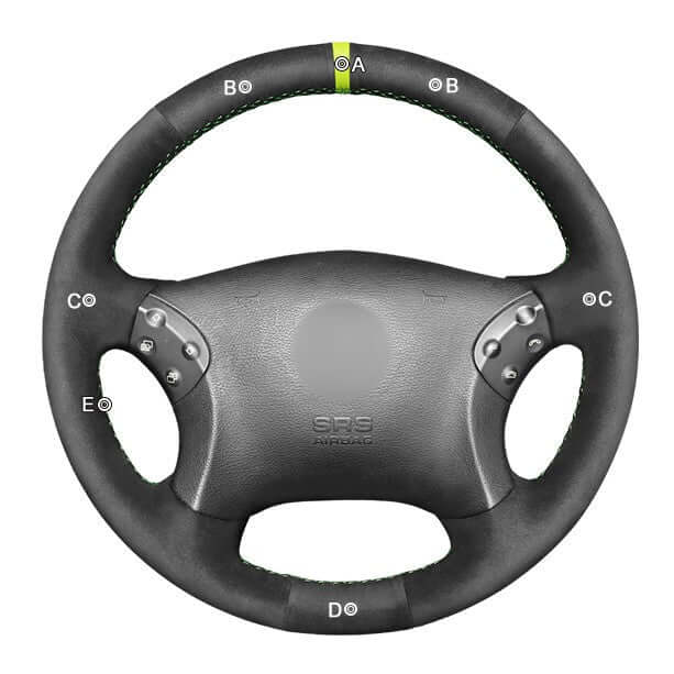 MEWANT Steering Wheel Cover for Mercedes Benz C - Class W203 C32 AMG 2001 - 2007 - Alcantara, Leather, Carbon Fiber, Easy Install, Non - Slip, Best Steering Wheel Cover