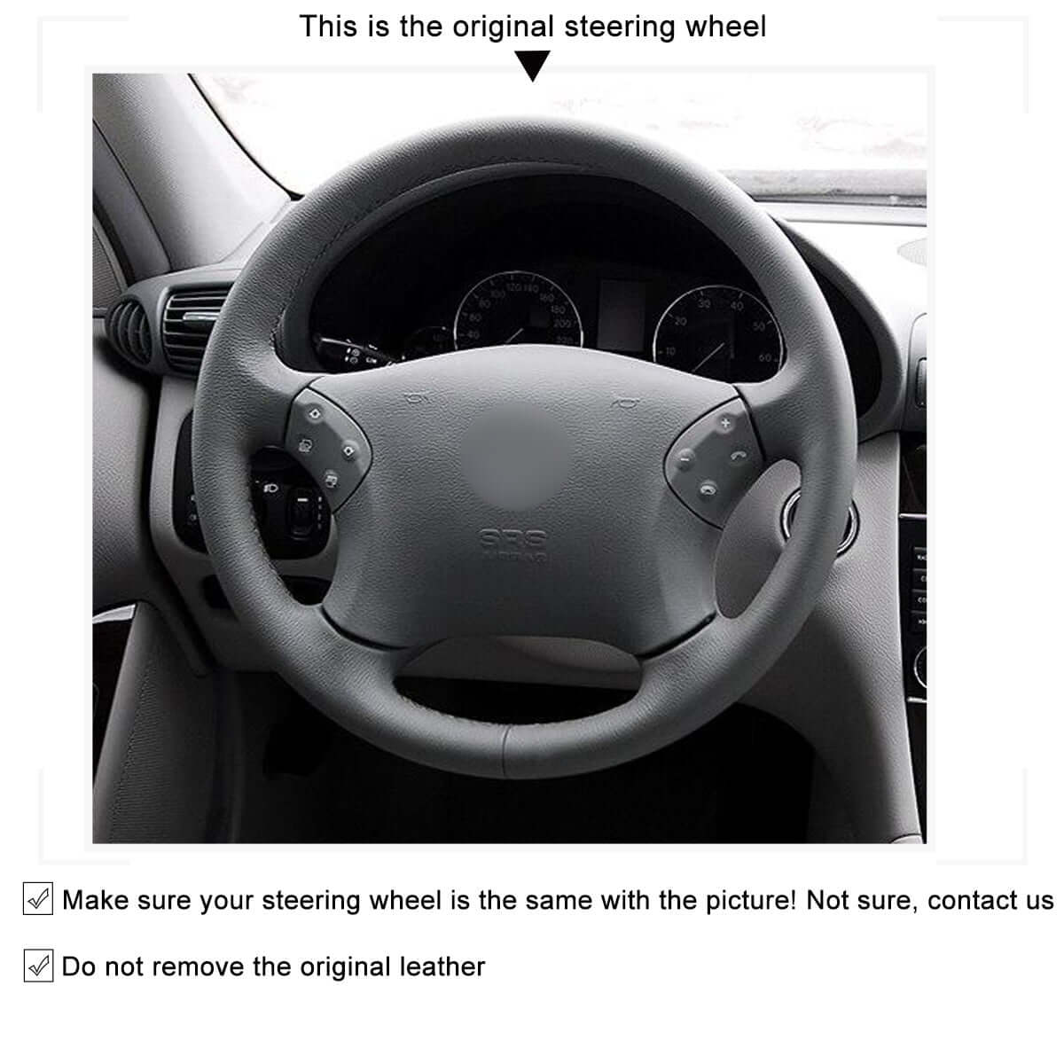 MEWANT Steering Wheel Cover for Mercedes Benz C - Class W203 C32 AMG 2001 - 2007 - Alcantara, Leather, Carbon Fiber, Easy Install, Non - Slip, Best Steering Wheel Cover