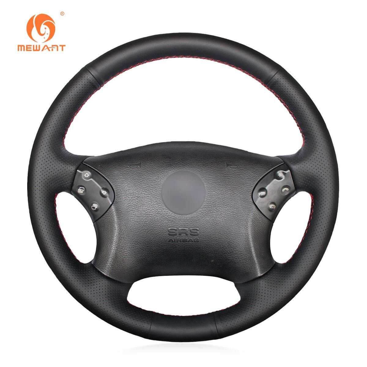 MEWANT Steering Wheel Cover for Mercedes Benz C - Class W203 C32 AMG 2001 - 2007 - Alcantara, Leather, Carbon Fiber, Easy Install, Non - Slip, Best Steering Wheel Cover