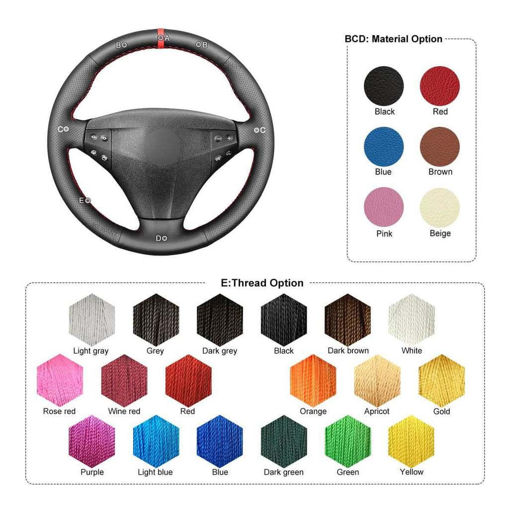 MEWANT Steering Wheel Cover for Mercedes benz C - Class W203 Kompressor 2001 - 2004 - Alcantara, Leather, Carbon Fiber, Easy Install, Non - Slip, Best Steering Wheel Cover