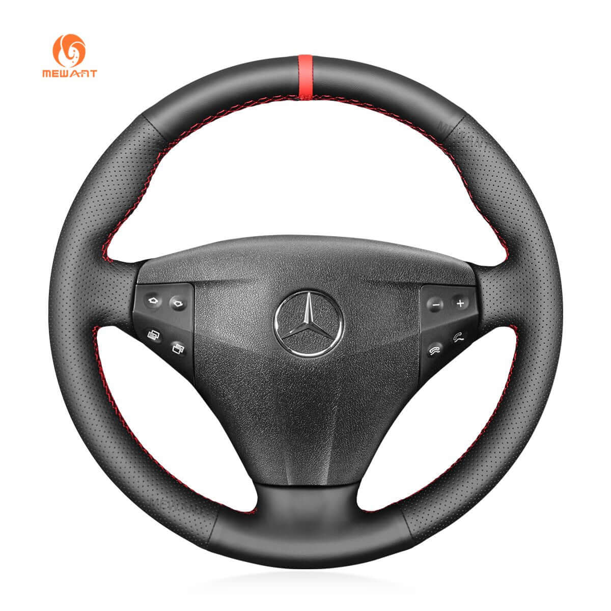 MEWANT Steering Wheel Cover for Mercedes benz C - Class W203 Kompressor 2001 - 2004 - Alcantara, Leather, Carbon Fiber, Easy Install, Non - Slip, Best Steering Wheel Cover