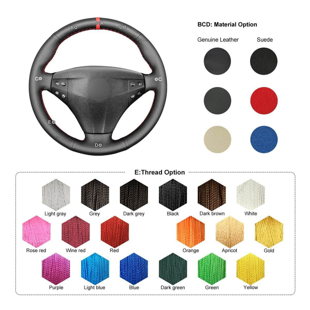 MEWANT Steering Wheel Cover for Mercedes benz C - Class W203 Kompressor 2001 - 2004 - Alcantara, Leather, Carbon Fiber, Easy Install, Non - Slip, Best Steering Wheel Cover