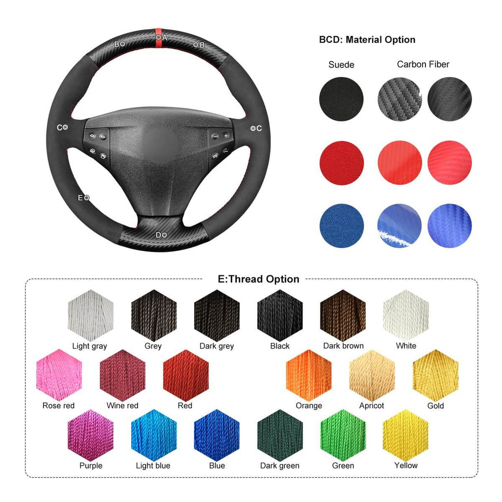 MEWANT Steering Wheel Cover for Mercedes benz C - Class W203 Kompressor 2001 - 2004 - Alcantara, Leather, Carbon Fiber, Easy Install, Non - Slip, Best Steering Wheel Cover