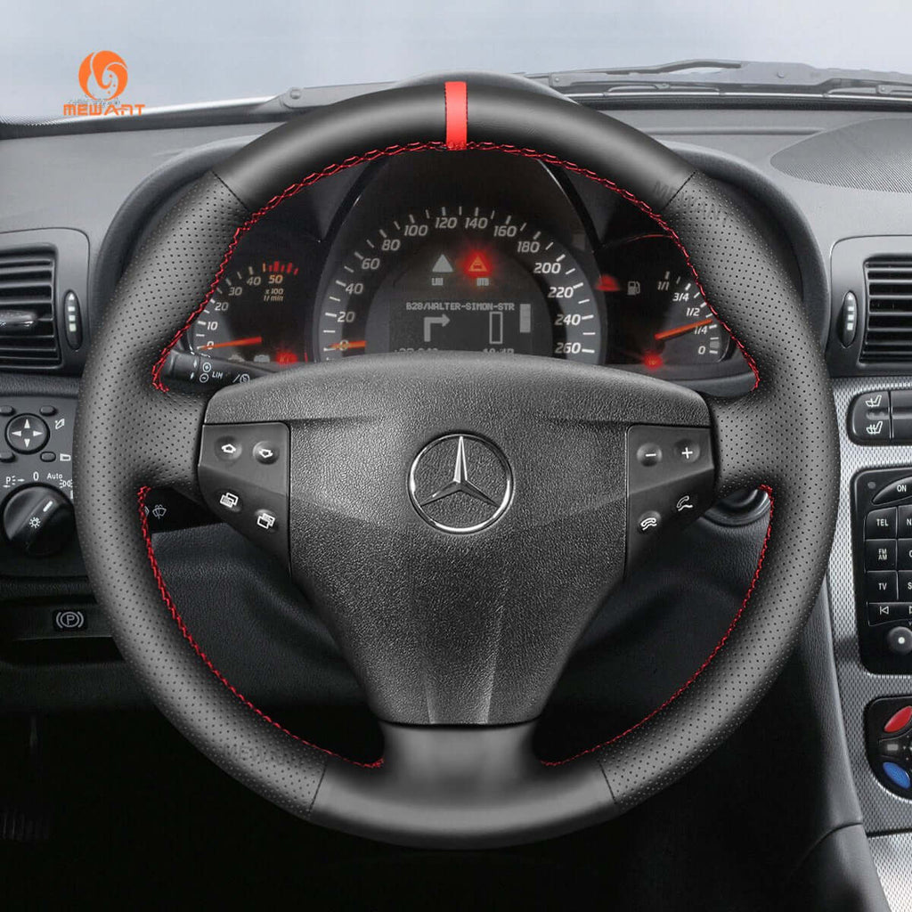 MEWANT Steering Wheel Cover for Mercedes benz C - Class W203 Kompressor 2001 - 2004 - Alcantara, Leather, Carbon Fiber, Easy Install, Non - Slip, Best Steering Wheel Cover